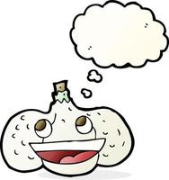 cartoon garlic with thought bubble vector