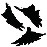 russian modern jet fighter su57 silhouette vector design