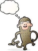 cartoon monkey with thought bubble vector