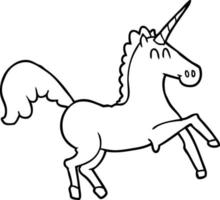 dibujo lineal dibujos animados unicornio de dibujos animados vector
