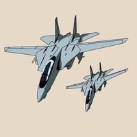 two f14 jet fighter flying formation vector design