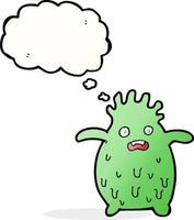 cartoon funny slime monster with thought bubble vector