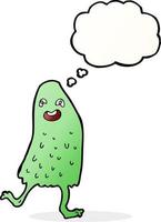 cartoon funny slime monster with thought bubble vector