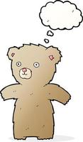 cute cartoon teddy bear with thought bubble vector