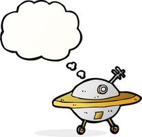 cartoon flying saucer with thought bubble vector