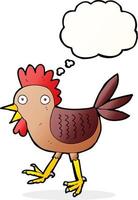 funny cartoon chicken with thought bubble vector