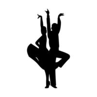 A couple of ballroom dancers. Woman and man dancing. Vector silhouettes of dancers. Isolated illustration.
