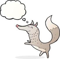 cartoon happy wolf with thought bubble vector