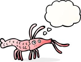 cartoon shrimp with thought bubble vector