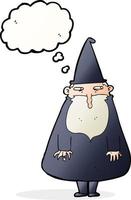 cartoon wizard with thought bubble vector