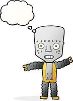 cartoon robot with thought bubble vector