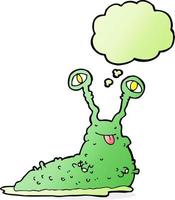 cartoon gross slug with thought bubble vector