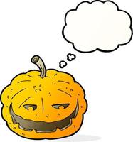 cartoon halloween pumpkin with thought bubble vector