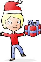 cartoon boy with present vector