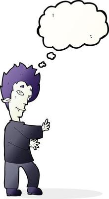 cartoon vampire with thought bubble