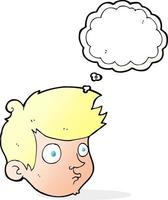 cartoon staring boy with thought bubble vector
