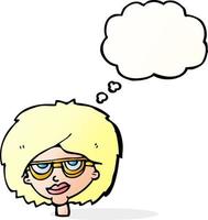 cartoon woman wearing spectacles with thought bubble vector