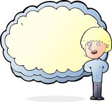 cartoon happy man with cloud text space vector