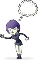 cartoon vampire girl welcoming with thought bubble vector