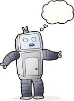 cartoon funny robot with thought bubble vector