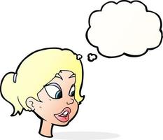 cartoon friendly woman with thought bubble vector