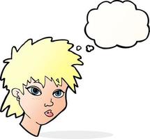 cartoon curious girl with thought bubble vector