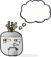 cartoon robot head with thought bubble vector