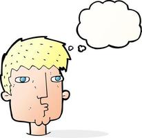 cartoon curious man with thought bubble vector