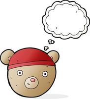 cartoon teddy bear face with thought bubble vector