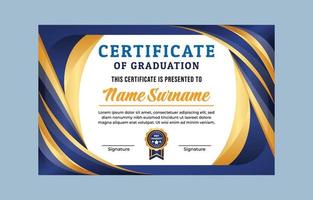 Gold Blue Smooth Certificate of Graduation Document vector