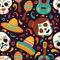 Dia De Los Muertos Themed Seamless Pattern vector