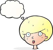 cartoon surprised boy with thought bubble vector