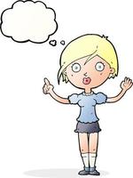 cartoon girl asking question with thought bubble vector