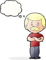 cartoon manly mustache man with thought bubble vector