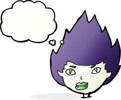 cartoon vampire head with thought bubble vector