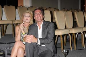 LOS ANGELES, AUG 24 - Melody Thomas Scott, Peter Bergman watching the Jeanne Cooper tribute at the Young and Restless Fan Club Dinner at the Universal Sheraton Hotel on August 24, 2013 in Los Angeles, CA photo