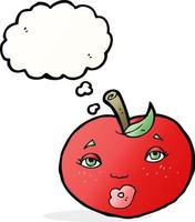 cartoon apple with face with thought bubble vector