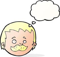caricatura, hombre, con, bigote, con, burbuja del pensamiento vector
