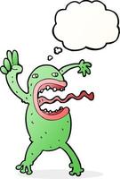 cartoon crazy frog with thought bubble vector