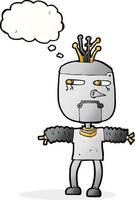 cartoon robot with thought bubble vector