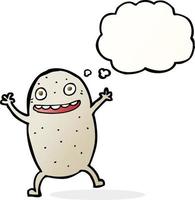 cartoon happy potato with thought bubble vector