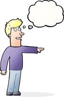 cartoon man pointing with thought bubble vector
