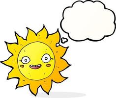 cartoon happy sun with thought bubble vector