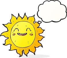 cartoon happy sun with thought bubble vector