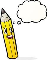 cartoon pencil with thought bubble vector