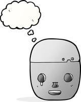 cartoon robot head with thought bubble vector