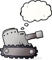 tanque del ejército de dibujos animados con burbuja de pensamiento vector
