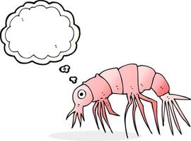 cartoon shrimp with thought bubble vector