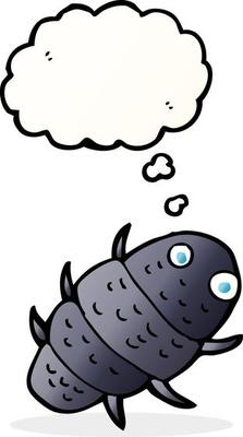 cartoon bug with thought bubble