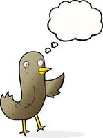 funny cartoon bird with thought bubble vector